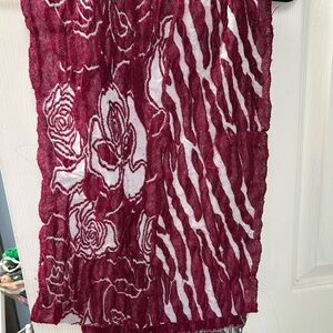 Anthropologie Elegant Burgundy/Pink Floral Scarf
